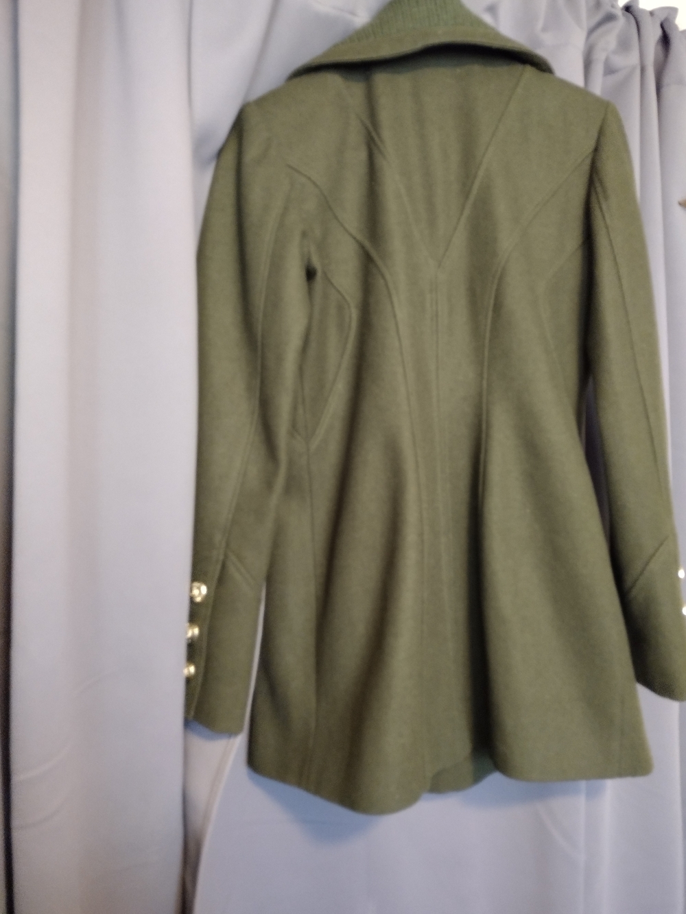 GUESS Women's Olive Green Shawl Collar Coat - Picture 2 of 9